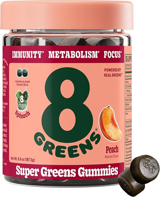 8Greens Daily Greens Peach Gummies 50 Count