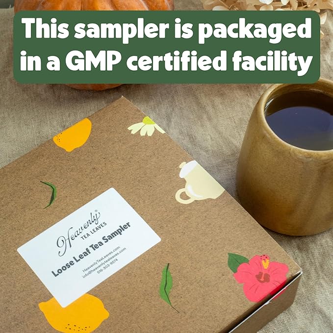 Heavenly Tea Leaves Organic 9 Flavor Variety Pack Loose Leaf Tea Sampler Gift Set (Approx. 90 Cups) | Assorted Green Black White Herbal Teas Premium Whole Leaf Collection Gourmet Box for Tea Lovers