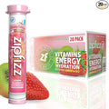 Zipfizz Daily Energy Drink Powder Strawberry Kiwi 20 Pack | 3-in-1 Sustained Energy Rapid Hydration and Essential Vitamins | Sugar-Free | Electrolyte Powder | Contains Vitamin B-12 &amp Antioxida
