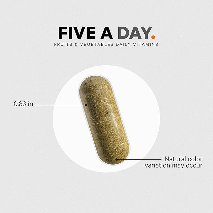 Codeage Instantfood Five A Day – Fruits &amp Vegetables Capsule Supplement – Whole Food Phytonutrients – 15 Fruits and Veggies Blend - Vegan Non-GMO – 30 Capsules