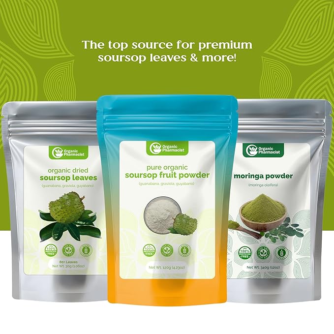 Organic Pharmacist Premium Soursop Tea Bags Graviola Leaf Tea Guanabana Teas Guyabano Herbal Tea Soursop Bitters Teas Shredded Ground Leaves 40 Count