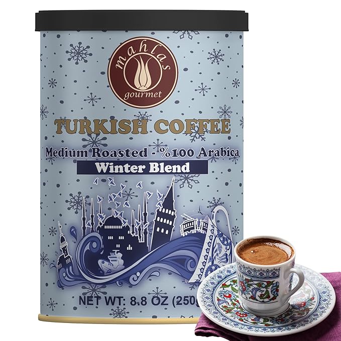 Mahlas Gourmet Turkish Coffee Winter Blend Medium Roast - Premium Quality Freshly &amp Finely Ground 100% Arabica Coffee Beans