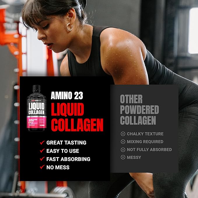 PROSUPPS Amino23 Liquid Collagen Shots Berry - Collagen Peptide Post Workout Supplement Supports Healthy Aging Joints Skin &amp Hair - Gluten-Free &amp Zero Sugar - 16 Servings