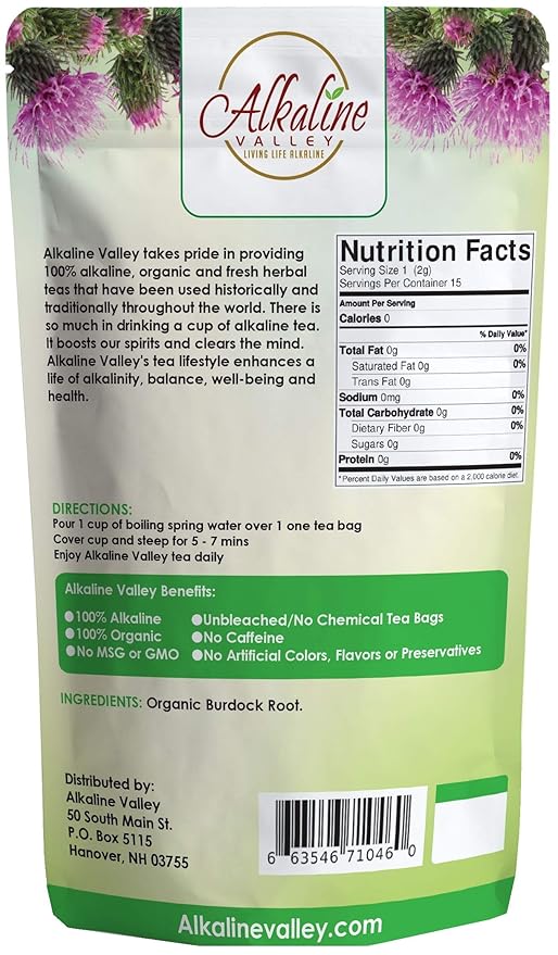 Burdock Root Tea Organic - 90 Unbleached/Chemical-Free Burdock Root Tea Bags - (Pack of 6) - Caffeine-Free No GMO