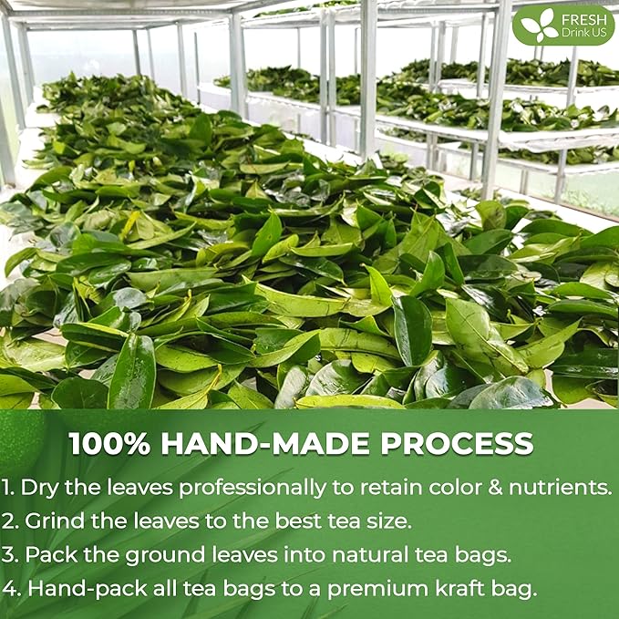 FreshDrinkUS Premium 90 Soursop Graviola Leaf Tea Bags 100% Natural and Pure from Soursop Leaves Handmade Made With Natural Materials-Corn Fiber Tea Bag Sugar/ Caffeine/ Gluten Free Hoja Guanaba