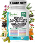 NAC-n-acetyl cysteine- Quercetin Zinc Bromelain Supplement | Extra Strength with Vit C D3 Apple Cider Vinegar Elderberry Hawthorn Berry Turmeric | Immune Support|120 Vegan Capsules | USDA Organic