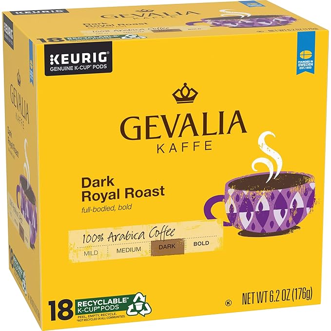 GEVALIA Dark Royal Roast Coffee K-CUP Pods 18 count (Pack Of 4)