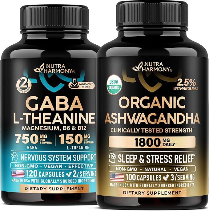 NUTRAHARMONY GABA L-Theanine &amp Organic Ashwagandha Capsules