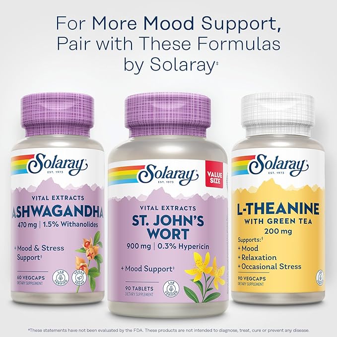 SOLARAY St. Johns Wort Aerial Extract One Daily 900mg | Standardized w/ 0.3% Hypericin for Mood Stability | Non-GMO | 90 Servings | 90 Tablets (Pack of 2)
