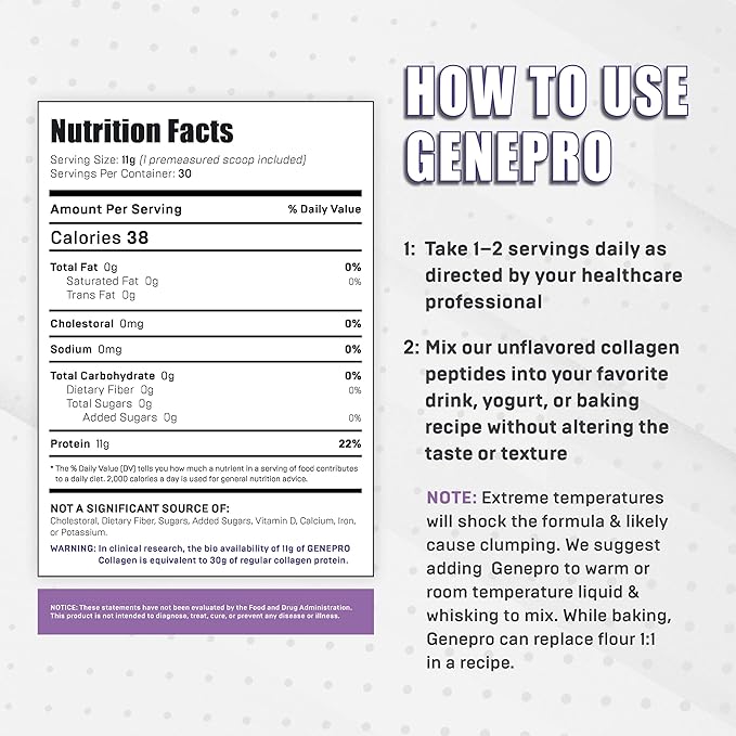 Musclegen Research Unflavored Protein Powder with Collagen Peptides - Lactose-Free Gluten-Free Protein Supplement Shake for Hair Skin and Nails (30 Servings)