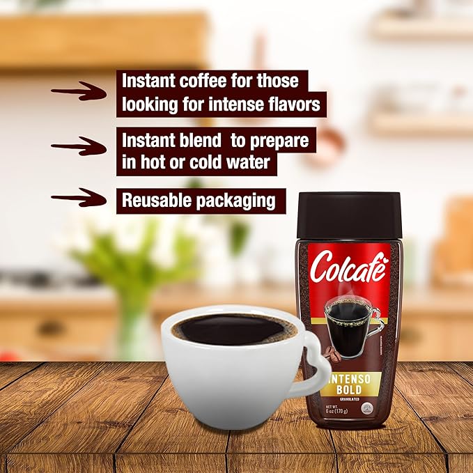 Colcafé Granulated Instant Coffee Jar | Natural Taste &amp Aroma | Ready in Seconds | 100% Colombian Coffee | 6 Ounce (Pack of 3)