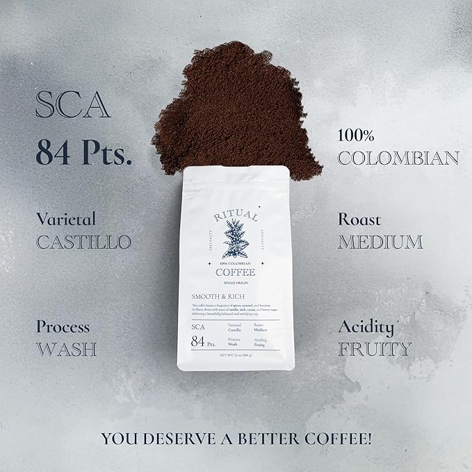 Ritual Specialty Coffee Ground Variety Pack Barista | 3 Bags (36oz Total) | 100% Colombian Single Origin | Medium Roast &amp Upp Roast | Balanced Intense &amp Smooth Profiles | SCA Certified Coffee