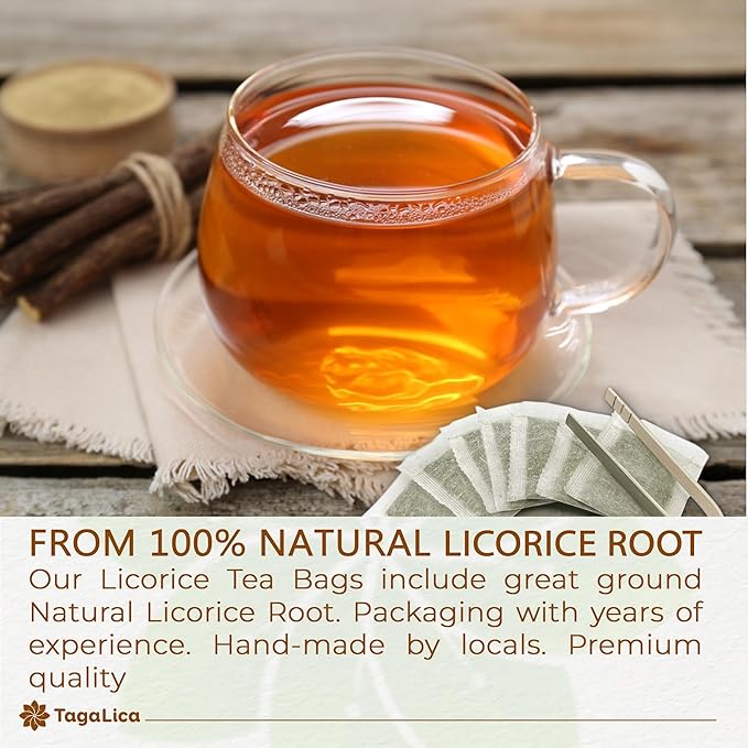 Tagalica Premium 75 Licorice Tea Bags 100% Natural &amp Pure Warming and Natural Sweet Herbal Tea Eco-Conscious Tea Bags No Additives No Caffeine Vegan