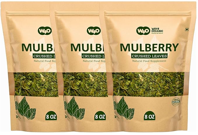 Mulberry Leaf Tea 8 Oz Dried Crushed Leaves Best Caffeine Free Tea - Way4Organic (8 Oz (3 Pack))