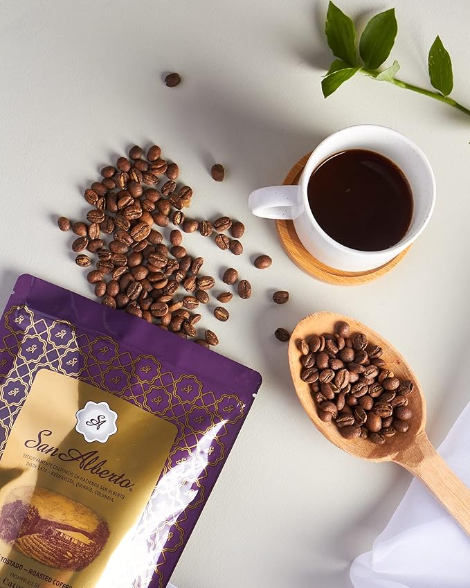 San Alberto Whole Bean Coffee - Single Origin &amp Specialty Colombian Arabica Coffee Medium Roast with Caramel &amp Dark Chocolate Notes - 12 oz