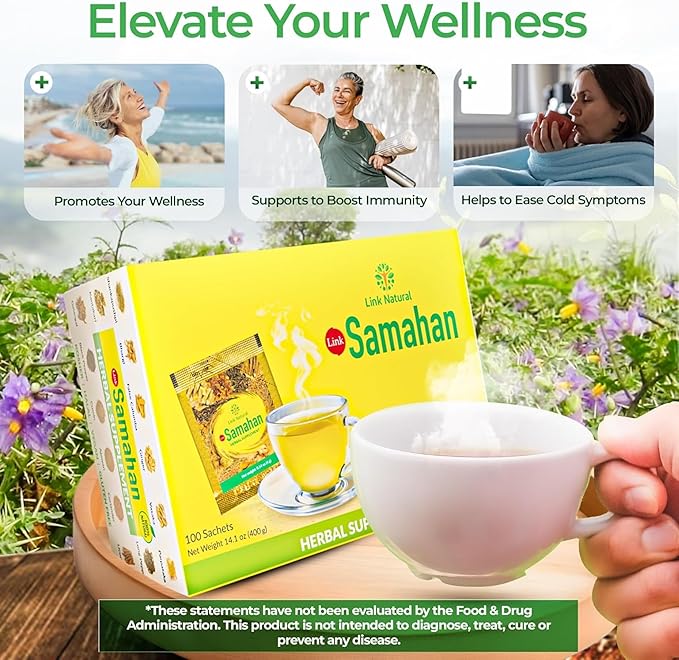 SAMAHAN Ayurvedic Herbal Tea Packets - Sri Lankan Ceylon Blend with 14 Natural Herbs Including Ginger Black Pepper &amp More Herbal Tea Bags for Wellness Relaxation &amp Daily Comfort - 100 Count