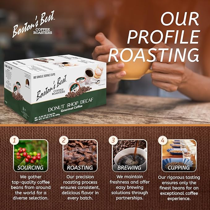 Boston’s Best - Hearty Donut Shop Decaf Medium Roast Delicious Gourmet Coffee Compatible with Keurig Coffee Maker 1 Count (80 Single Serve Cups)