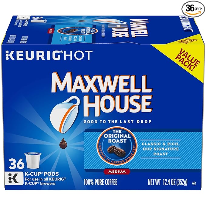 Maxwell House Original Medium Roast K-Cup Coffee Pods (36 Pods)
