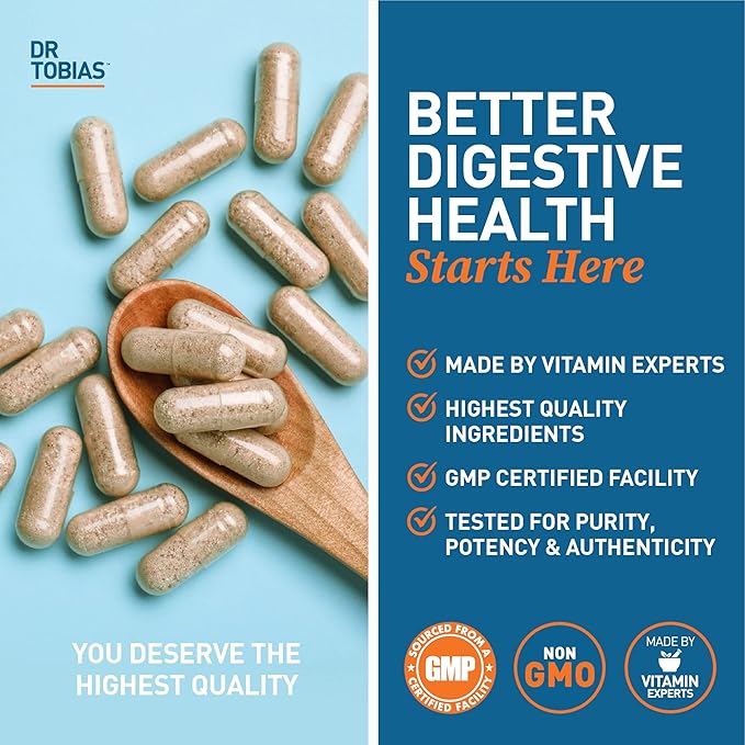 Dr. Tobias Psyllium Daily Supports Healthy Bowel Movement Psyllium Husk Capsules with Bentonite Clay Flaxseed &amp Natural Ingredients Daily Fiber Supplement in Support of Colon Health 180 Capsu