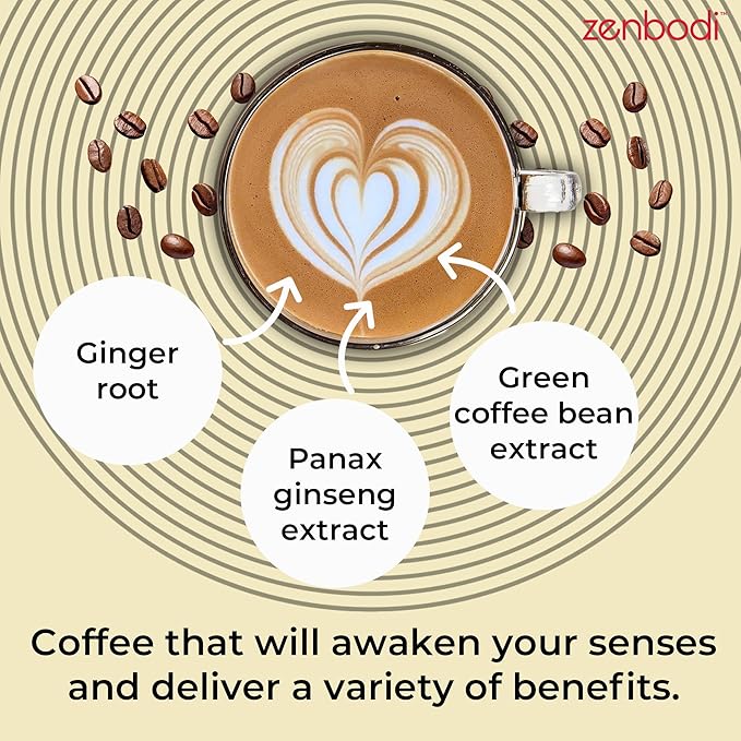 zenbodi Slim Brew French Roast Instant Coffee - 10.5 oz Superfood Coffee Dietary Supplement 12 Superfoods Including Maca Root Panax Ginseng Extract Turmeric Root Kale Leaf and More 30 Servings