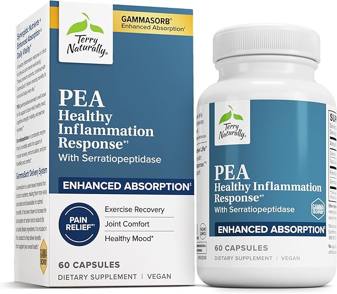 Terry Naturally Pea Healthy Inflammation Response - Joint Health Support - Exercise Performance &amp Post-Workout Support - Contains No Dairy Gluten or Soy - 60 Capsules (30 Servings)