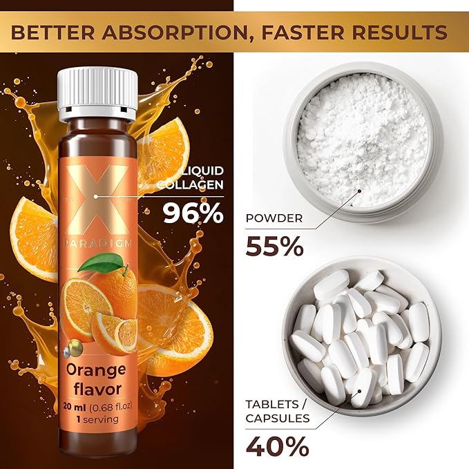 Liquid Collagen Peptides with Biotin &amp Hyaluronic Acid - 3000mg Hydrolyzed Collagen Type 1 and 3 Biotin 10000mcg Vitamins B5 B6 C &amp E - Liquid Collagen Shots for Women and Men
