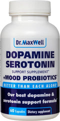 Serotonin and Dopamine Supplements with Mood Probiotic 5in1 Support for (1) Dopamine (2) Serotonin (3) Mood (4) Relaxation (5) Focus &amp Brain 60 Capsules