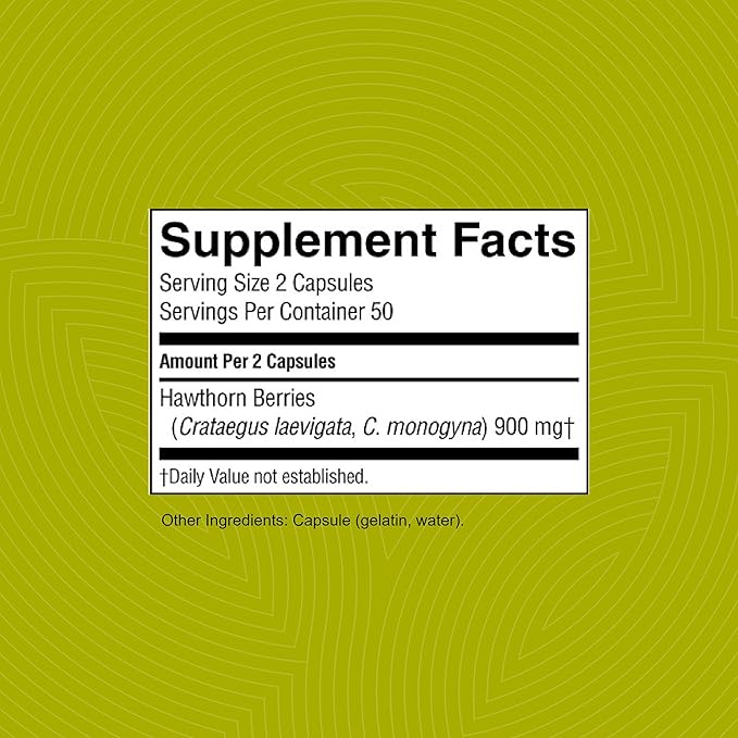 Nature's Sunshine Hawthorn Berries 100 Capsules | Helps Enhance Heart Muscle Function and Provides Circulatory System Support