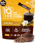 IQJOE Mushroom Coffee Packets (40 Servings) Lion’s Mane Magtein Magnesium Antioxidants Adaptogens - Vanilla Spice - Instant Coffee for Focus Clarity Mood Energy Boost - Sugar Free Keto Vegan