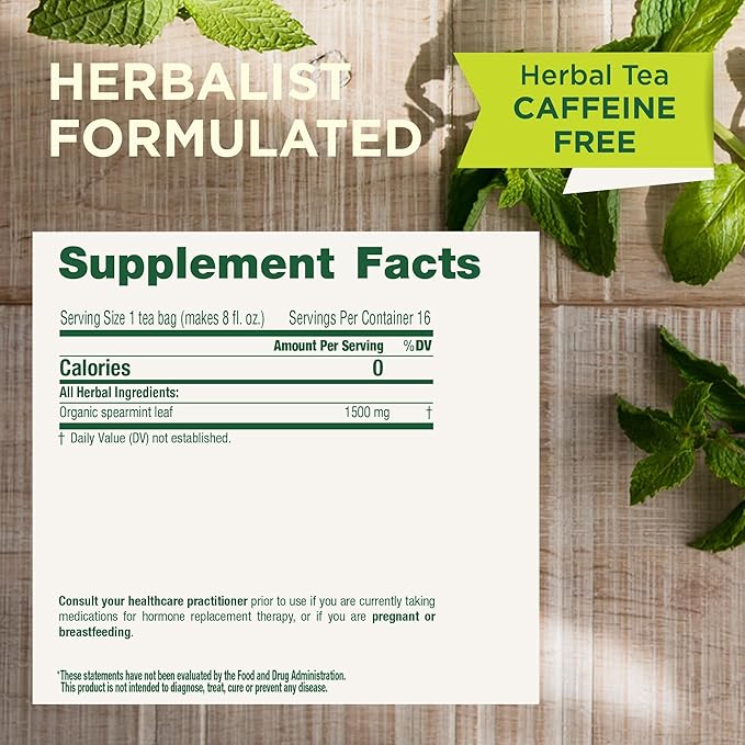 Traditional Medicinals Tea Organic Spearmint Supports Everyday Wellness Healthy &amp Refreshing 96 Tea Bags (6 Pack)