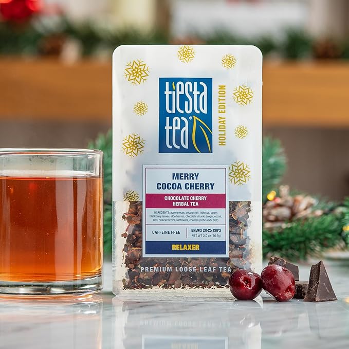 Tiesta Tea - Santa's Bag Tea Gift Set High to Non-Caffeinated Assorted Blends 5 Individual Resealable Pouches for Hot &amp Iced Brews Variety Pack Black Rooibos and Herbal