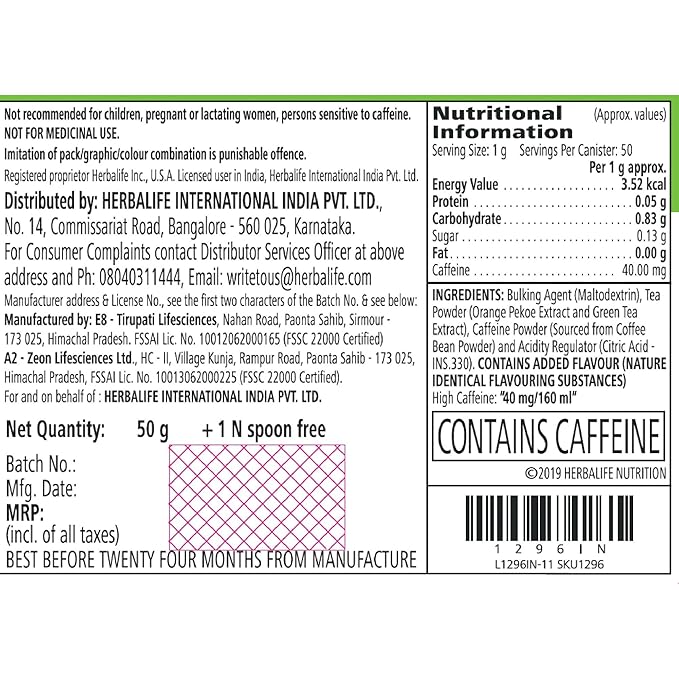 Herbalife Afresh Energy Drink Mix - 50 Gram (Lemon)