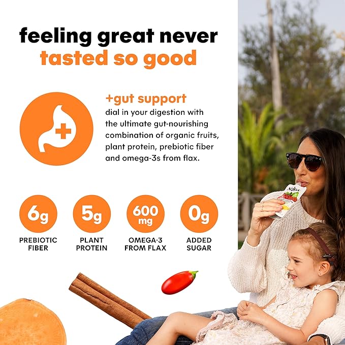 Noka Superfood Fruit Smoothie Pouches Sweet Potato Goji Healthy Snacks with Flax Seed Plant Protein and Prebiotic Fiber Vegan and Gluten Free Snacks Organic Squeeze Pouch 4.22 oz 12 Count