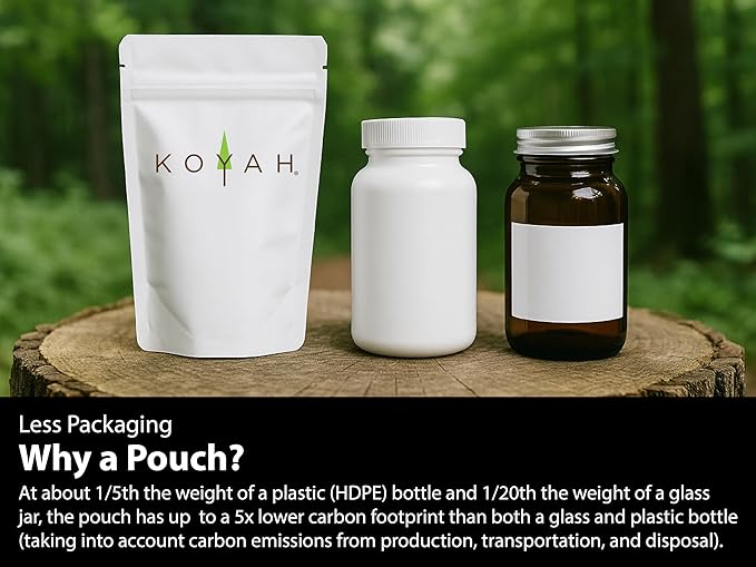 KOYAH - Organic Lion's Mane Mushroom Capsules - 100% Fruiting Body Freeze-Dried USA 3rd Party Tested for Beta-Glucans 500 mg Brain &amp Nerve Support. Immune Support. 60 Capsules