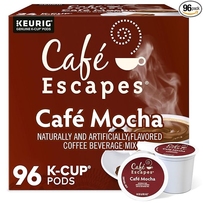 Café Escapes Café Mocha Coffee Beverage Single-Serve Keurig K-Cup Pods 96 Count