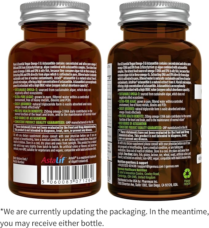 Pure &amp Essential Vegan Collagen Peptide Protein Powder &amp Vegan Omega 3 Bundle Complete Collagen Boosting Formula &amp Sustainable Algae Oil 1340mg by Igennus
