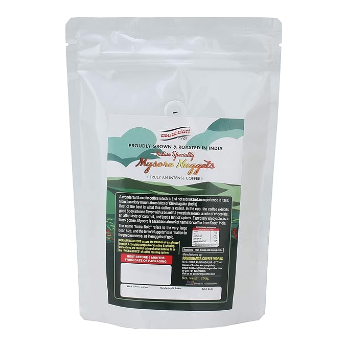 Panduranga Coffee | Mysore Nuggets | 100% Plantation AAA Arabica Coffee | Extra Bold | Black Coffee- 250grams (Pack of 2)