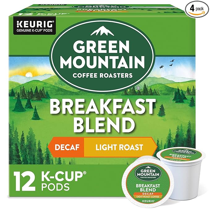 Green Mountain Keurig Decaf Coffee Breakfast Blend 12 ct-PACK OF 4