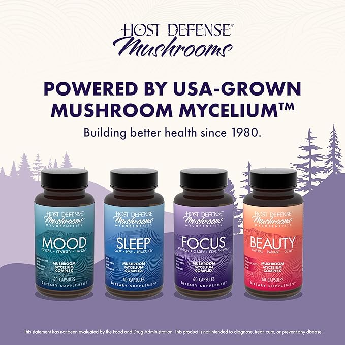 Host Defense MycoBenefits Focus Capsules - Mushroom Supplement for Brain Health Support - Neurological Function Aid for Adults - Includes Lion's Mane Reishi &amp B Vitamins - 60 Capsules (30 Serving