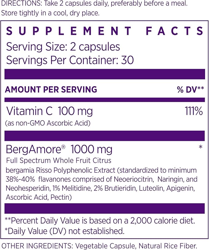 NAOMI Italian Citrus Bergamot 1000mg Award-Winning Cardiologist Developed High Potency with 7 Key Polyphenols 30-Day Supply