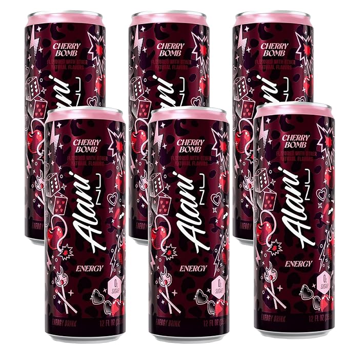 Alani Cherry Bomb Energy Drink Sugar Free Low Calorie Energy Drinks - 12 fl oz Can 6 Pack