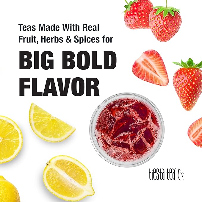 Tiesta Tea - Strawberry Lemonade Cold Brew Tea Loose Leaf Strawberry Lemon Herbal Blend Premium Iced Blends Non-Caffeinated Iced Drink 10 Cold Brew Bags Makes 64oz Pitcher Each