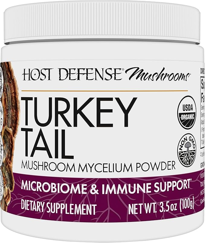 Host Defense Turkey Tail Mushroom Powder - Digestive Health &amp Immune Response Support Supplement - Mushroom Supplement for Gastrointestinal &amp Gut Microbiome Support - 3.5 oz (66 Servings)*
