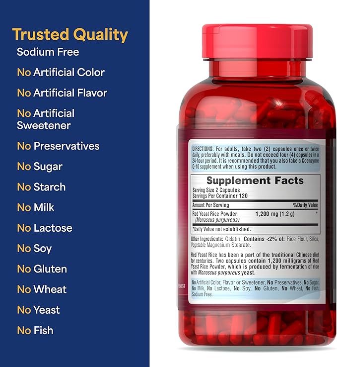 Puritan's Pride Doctors Trust® Red Yeast Rice 600mg Dietary Supplement 240 Rapid Release Capsules 2 Pack