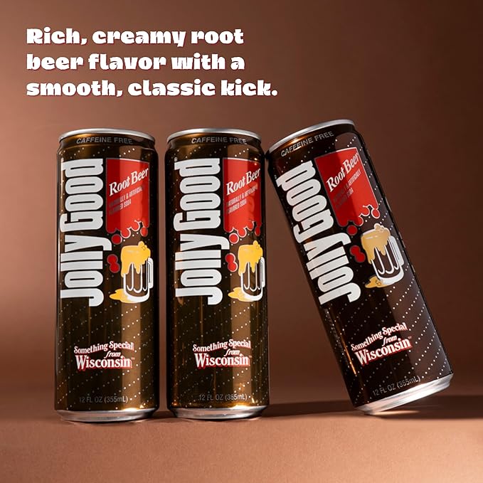Jolly Good Classic Old Fashioned Root Beer Soda Flavored Soda Pop Drink Caffeine Free Soft Drinks for Adults &amp Kids Craft Soda for Mocktails &amp Cocktails Made in America 12 Oz Can 12 Pk