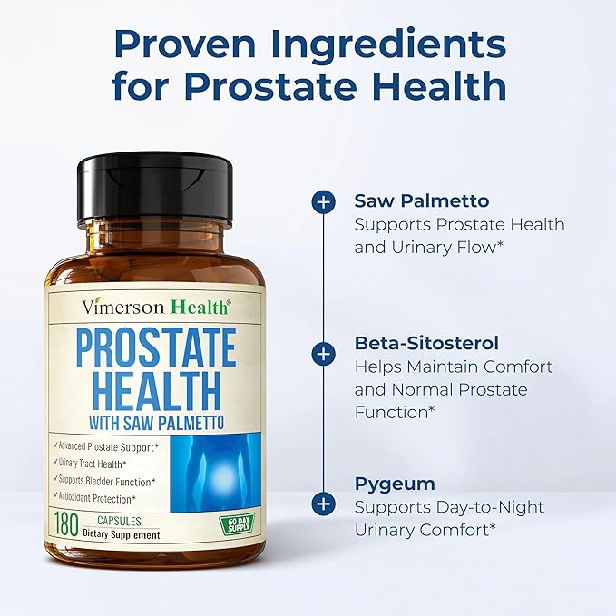 Prostate Health Supplements for Men with Saw Palmetto Plant Sterols (Beta-sitosterol) Zinc &amp Selenium – Total Prostate Supplements for Men for Bladder Urinary Tract &amp Prostate Support – 180
