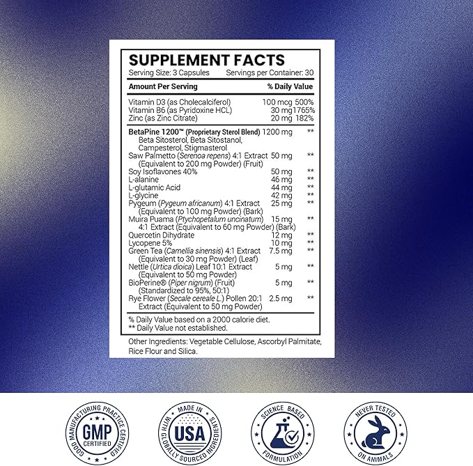 Research Verified® Prosta Relief - Saw Palmetto and Bioperine® - Prostate Health Bladder &amp Urinary Health Drive and Performance Pure Natural 90 Capsules (Pack of 2)