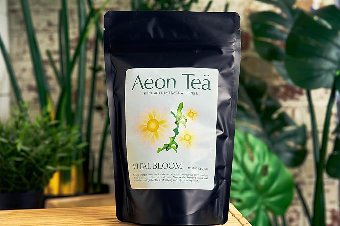 AeonTeä Organic Bamboo Tea Bags (25 Count) - Caffeine-Free Herbal Tea for Daily Beauty Wellness Silica-Rich Bamboo Leaves Smooth &amp Gentle Individually Wrapped