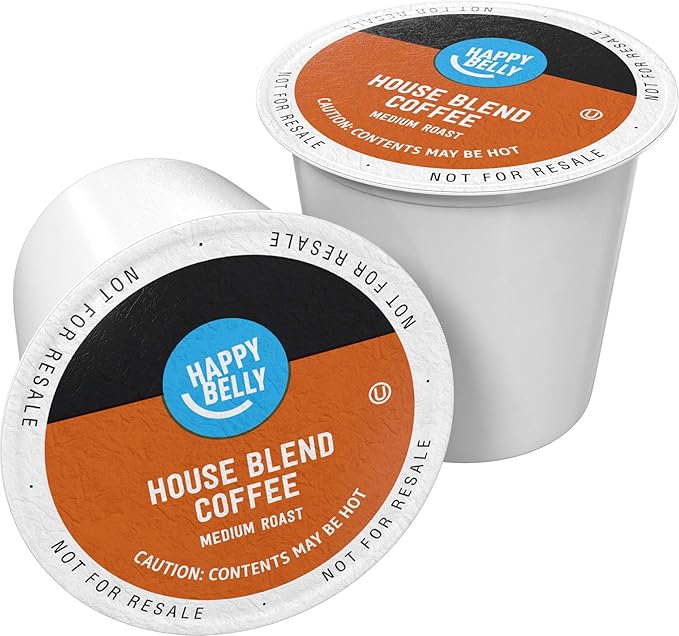 Happy Belly an Amazon Brand -Medium Roast Coffee Pods House Blend Compatible with Keurig 2.0 K-Cup Brewers 100 Count