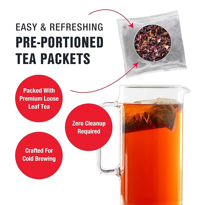 Tiesta Tea - Fireberry Cold Brew Loose Leaf Cranberry Hibiscus Rooibos Tea Premium Non-Caffeinated Blend Cold Brew Packets Makes 64 oz Per Bag (Pack of 10)